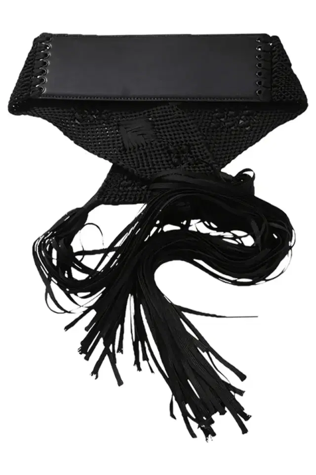Oscar de la Renta Woven Tie Front Leather Belt