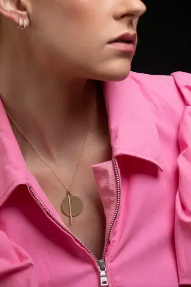 DANA REBECCA DESIGNS Yellow Gold Sylvie Rose Disc and Pave Bar Necklace - 18/20" | Thumbnail 2