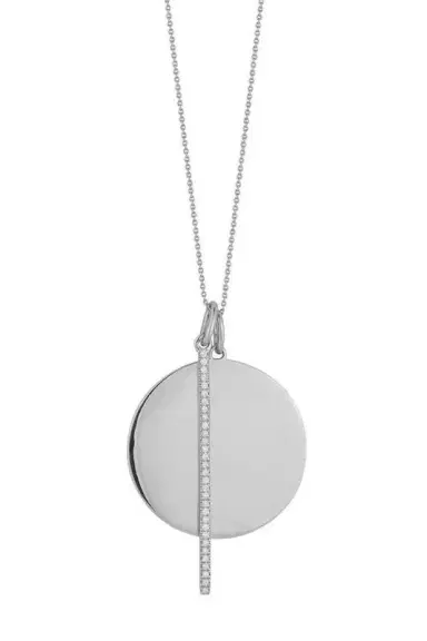 DANA REBECCA DESIGNS Yellow Gold Sylvie Rose Disc and Pave Bar Necklace - 18/20" | Thumbnail 3