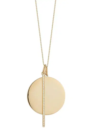 DANA REBECCA DESIGNS Yellow Gold Sylvie Rose Disc and Pave Bar Necklace - 18/20" | Thumbnail 1