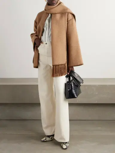 TOTEME Draped Fringed Wool-blend Bouclé Jacket | Thumbnail 2