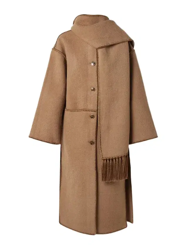 Draped Fringed Wool-blend Bouclé Coat