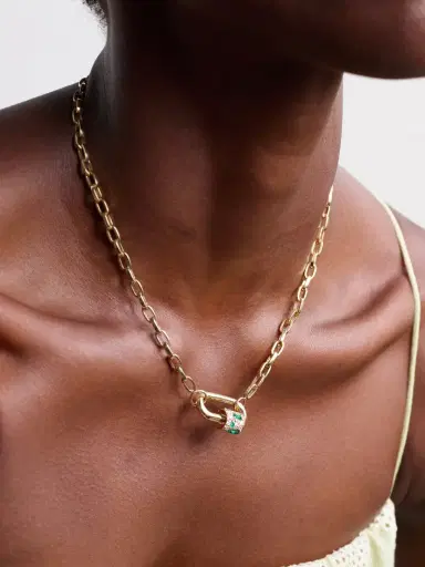 Marla Aaron Lock 14-karat Gold, Diamond And Emerald Necklace | Thumbnail 2 Marla Aaron Lock 14-karat Gold, Diamond And Emerald Necklace | Thumbnail 2