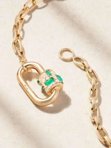 Marla Aaron Lock 14-karat Gold, Diamond And Emerald Necklace | Thumbnail 3 Marla Aaron Lock 14-karat Gold, Diamond And Emerald Necklace | Thumbnail 3
