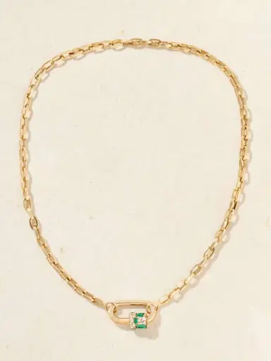 Marla Aaron Lock 14-karat Gold, Diamond And Emerald Necklace | Thumbnail 4 Marla Aaron Lock 14-karat Gold, Diamond And Emerald Necklace | Thumbnail 4