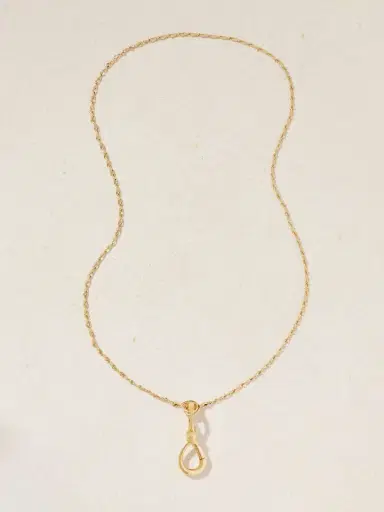 Marla Aaron Small True Lover's Knot Lock + Chain 18-karat Gold Necklace | Thumbnail 4