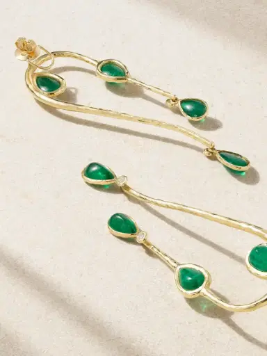 Octavia Elizabeth Eucalyptus 18-karat Recycled Gold, Emerald And Diamond Earrings | Thumbnail 3 Octavia Elizabeth Eucalyptus 18-karat Recycled Gold, Emerald And Diamond Earrings | Thumbnail 3