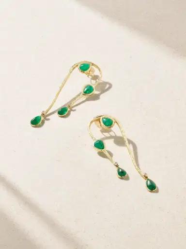 Octavia Elizabeth Eucalyptus 18-karat Recycled Gold, Emerald And Diamond Earrings | Thumbnail 1 Octavia Elizabeth Eucalyptus 18-karat Recycled Gold, Emerald And Diamond Earrings | Thumbnail 1