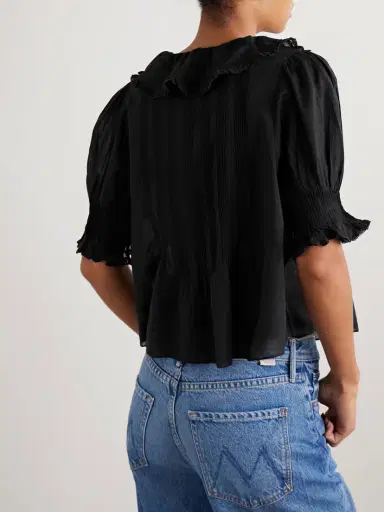 DÔEN Henri Ruffled Pintucked Organic Cotton-voile Top | Thumbnail 4 DÔEN Henri Ruffled Pintucked Organic Cotton-voile Top | Thumbnail 4