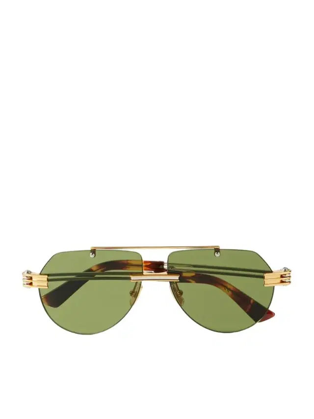Aviator-style Gold And Silver-tone Sunglasses