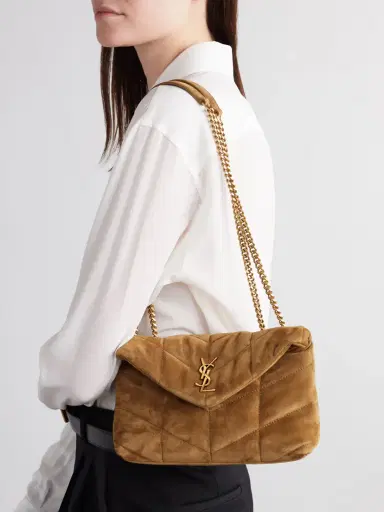 Saint Laurent Toy Puffer Matelassé Leather-trimmed Suede Shoulder Bag | Thumbnail 2