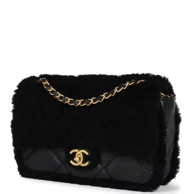 Chanel Chanel Medium Shearling Flap Bag Black Lambskin/Shearling Brushed Gold Hardware | Thumbnail 3 Chanel Chanel Medium Shearling Flap Bag Black Lambskin/Shearling Brushed Gold Hardware | Thumbnail 3