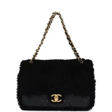 Chanel Chanel Medium Shearling Flap Bag Black Lambskin/Shearling Brushed Gold Hardware | Thumbnail 7 Chanel Chanel Medium Shearling Flap Bag Black Lambskin/Shearling Brushed Gold Hardware | Thumbnail 7