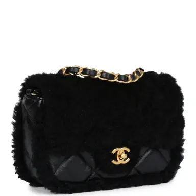 Chanel Chanel Mini Shearling Flap Bag Black Lambskin/Shearling Brushed Gold Hardware | Thumbnail 2 Chanel Chanel Mini Shearling Flap Bag Black Lambskin/Shearling Brushed Gold Hardware | Thumbnail 2