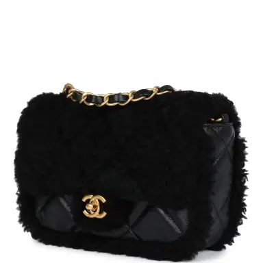 Chanel Chanel Mini Shearling Flap Bag Black Lambskin/Shearling Brushed Gold Hardware | Thumbnail 3 Chanel Chanel Mini Shearling Flap Bag Black Lambskin/Shearling Brushed Gold Hardware | Thumbnail 3