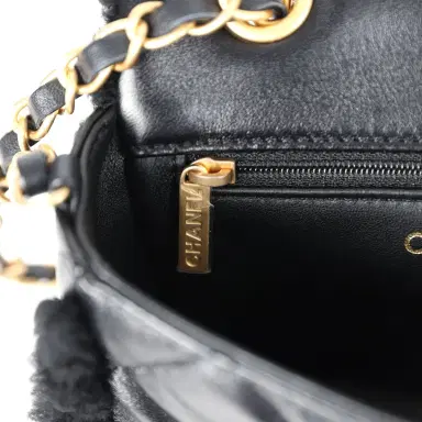 Chanel Chanel Mini Shearling Flap Bag Black Lambskin/Shearling Brushed Gold Hardware | Thumbnail 10 Chanel Chanel Mini Shearling Flap Bag Black Lambskin/Shearling Brushed Gold Hardware | Thumbnail 10