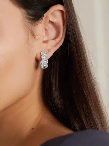 David Morris 18-karat White Gold Diamond Hoop Earrings | Thumbnail 2 David Morris 18-karat White Gold Diamond Hoop Earrings | Thumbnail 2