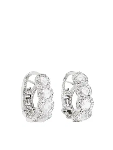 David Morris 18-karat White Gold Diamond Hoop Earrings | Thumbnail 1 David Morris 18-karat White Gold Diamond Hoop Earrings | Thumbnail 1