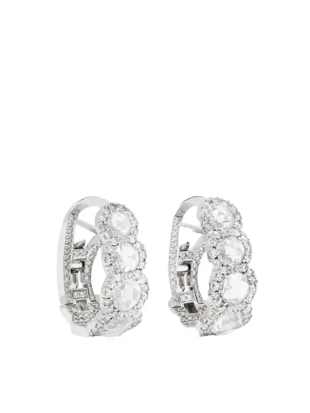 David Morris 18-karat White Gold Diamond Hoop Earrings