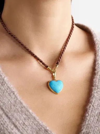 Jenna Blake Carved Heart 18-karat Gold Turquoise Pendant | Thumbnail 2