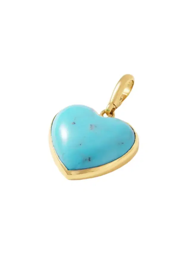 Carved Heart 18-karat Gold Turquoise Pendant