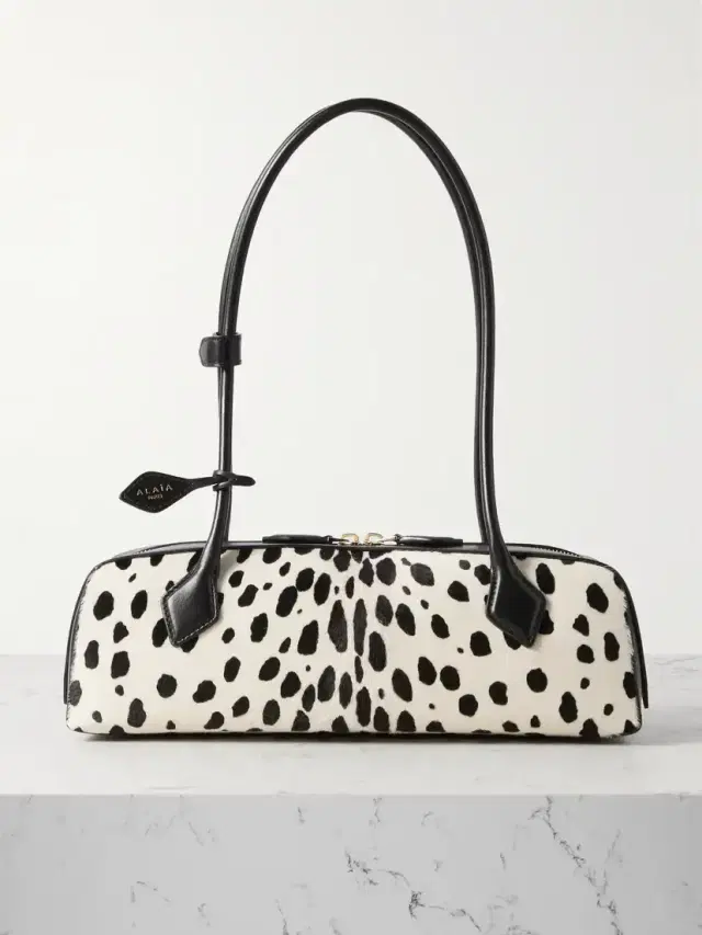 Le Teckel Medium Leather-trimmed Printed Calf Hair Shoulder Bag