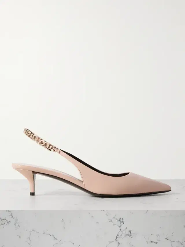 Signoria Embellished Leather Slingback Pumps