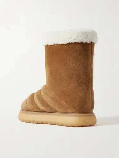 Moncler Gaia Shearling-trimmed Quilted Suede Boots | Thumbnail 3