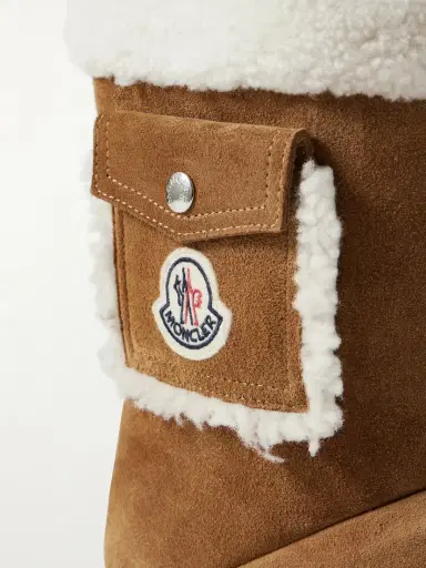 Moncler Gaia Shearling-trimmed Quilted Suede Boots | Thumbnail 4