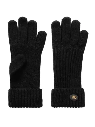 Gucci Embellished Leather-trimmed Wool And Cashmere-blend Gloves | Thumbnail 1 Gucci Embellished Leather-trimmed Wool And Cashmere-blend Gloves | Thumbnail 1