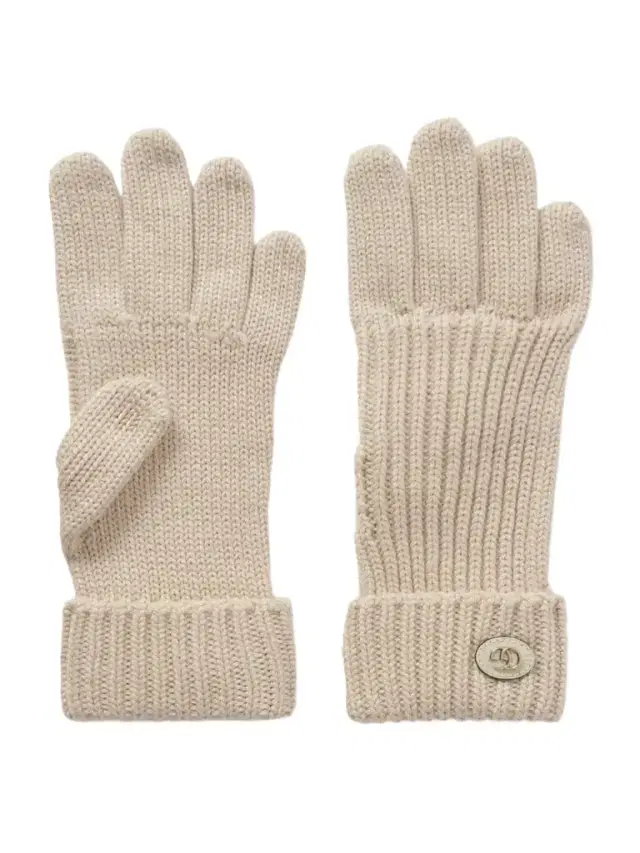 Embellished Leather-trimmed Ribbed Cotton Gloves