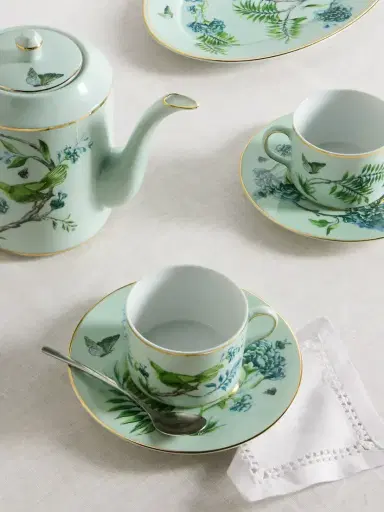 Aquazzura Casa Secret Garden Gold-plated Printed Porcelain Tea Cup And Saucer Set | Thumbnail 2