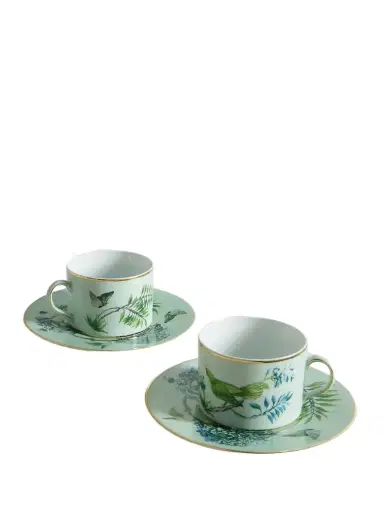 Aquazzura Casa Secret Garden Gold-plated Printed Porcelain Tea Cup And Saucer Set | Thumbnail 1