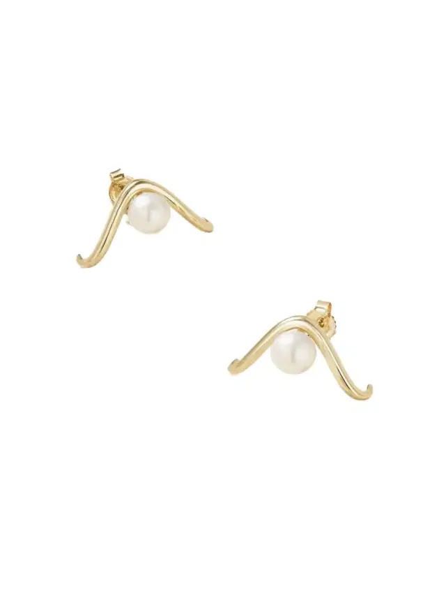 Mizuki 14-karat Gold Pearl Earrings