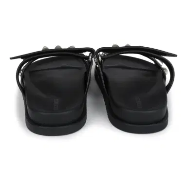 HERMÈS Hermes Chypre Techno Sandals Black Studded Calfskin Palladium Hardware 37.5 EU | Thumbnail 6