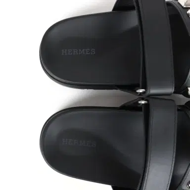 HERMÈS Hermes Chypre Techno Sandals Black Studded Calfskin Palladium Hardware 37.5 EU | Thumbnail 8