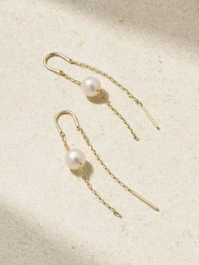 Mizuki 14-karat Gold Pearl Earrings