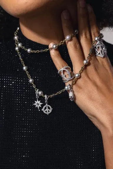 LOREE RODKIN Small Skull Head Diamond Pendant | Thumbnail 2