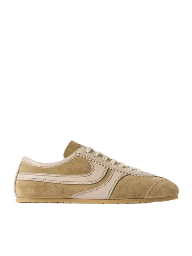 Leather-trimmed Suede Sneakers