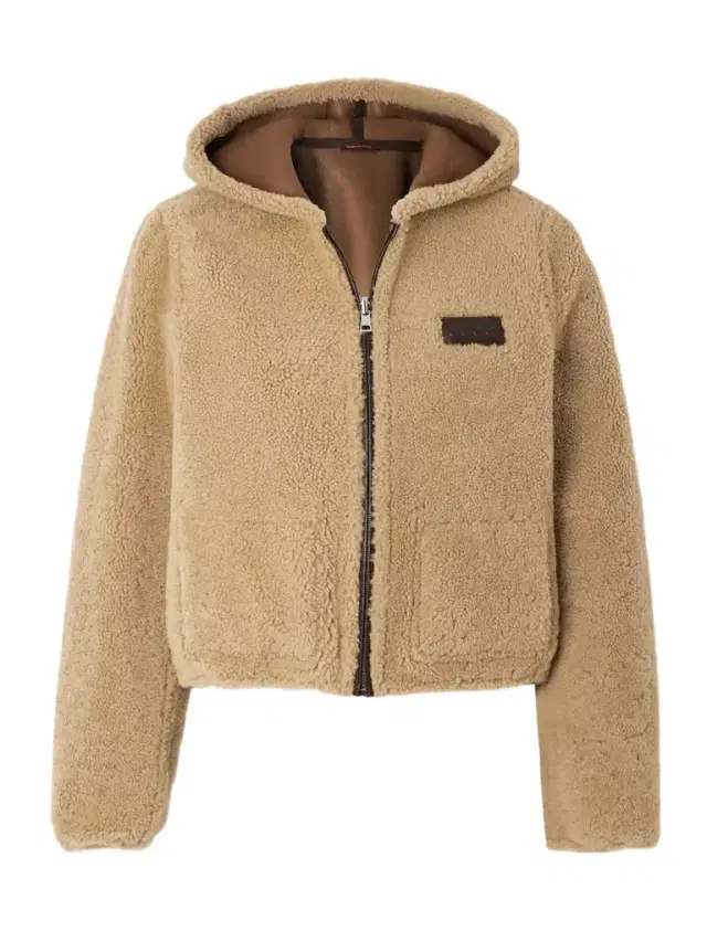 Cropped Hooded Reversible Shearling Jacket