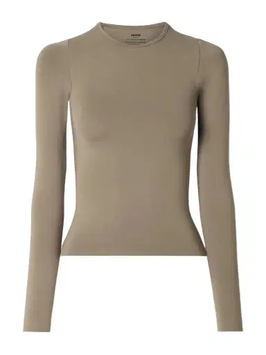 Skims Soft Smoothing Seamless Long Sleeve T-shirt - Truffle | Thumbnail 1 Skims Soft Smoothing Seamless Long Sleeve T-shirt - Truffle | Thumbnail 1