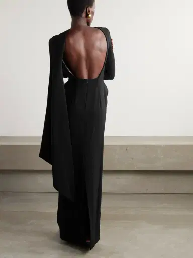 Balenciaga Cape-effect Open-back Crepe Gown | Thumbnail 3 Balenciaga Cape-effect Open-back Crepe Gown | Thumbnail 3