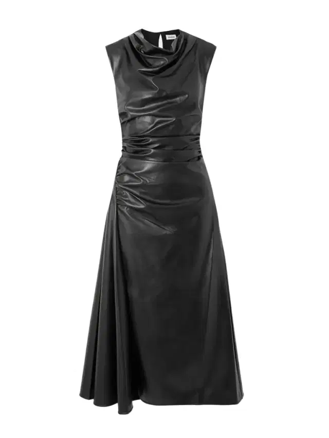 Burke Draped Faux Leather Midi Dress