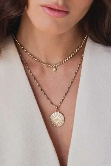 Zoë Chicco Diamond Supernova Medallion Box Chain Necklace | Thumbnail 2