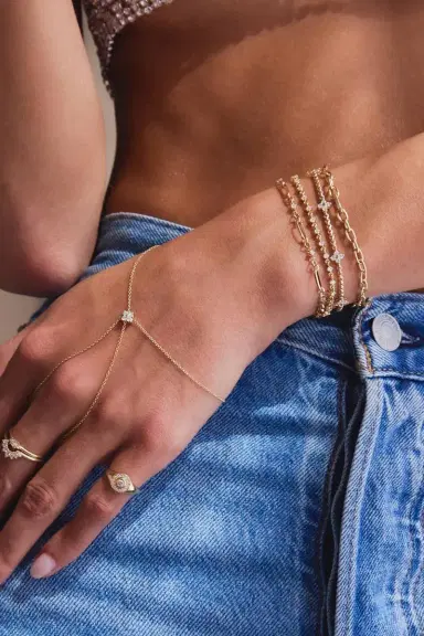 Zoë Chicco Five Prong Diamond Quad Station Box Chain Bracelet | Thumbnail 2