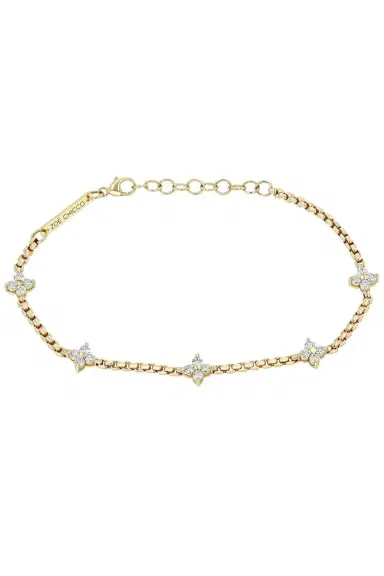 Zoë Chicco Five Prong Diamond Quad Station Box Chain Bracelet | Thumbnail 1