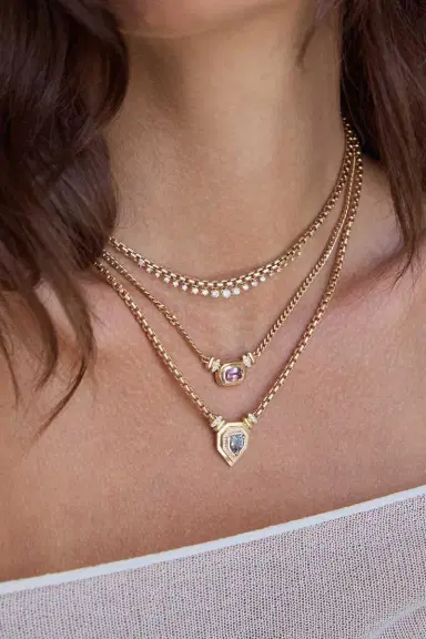 Zoë Chicco Large Graduated Prong Diamond Box Chain Necklace | Thumbnail 2