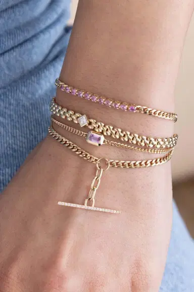Zoë Chicco Small Sapphire Tennis Segment Curb Chain Bracelet | Thumbnail 2