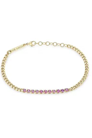 Zoë Chicco Small Sapphire Tennis Segment Curb Chain Bracelet | Thumbnail 3