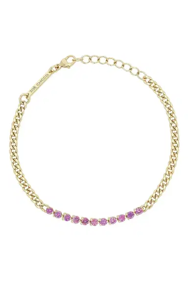 Zoë Chicco Small Sapphire Tennis Segment Curb Chain Bracelet | Thumbnail 1